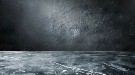 Leinwandbilder - empty grey marble tabletop with dark black cement stone background for product displayed in rustic mood and tone luxury background for product stand with empty copy space for party pro : Generative AI