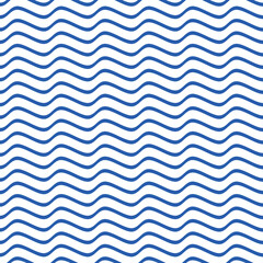 Poster - Simple blue vector seamless wavy line pattern