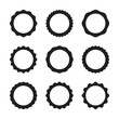 Black vector blank wavy edge circle stickers