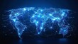 Blue Glowing Digital World Map Network