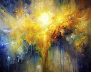Wall Mural - colorful abstract background with stars and nebula, computer collage.