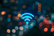 Wifi icon network technology concept, internet signal covers all areas throughout the country and around the world.