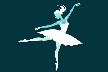 Ballet dancer. Vector illustration of a ballerina in a white tutu.