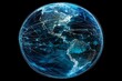 Earth as seen from space, digital connections symbolizing the internet and global communication.