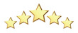 Five golden stars isolated on black background. Rating stars icon. Vector illustration. white background