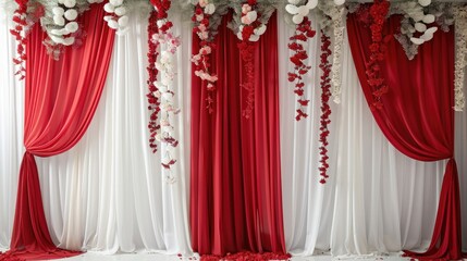 Poster - Red and White Curtains for a Stunning Backdrop