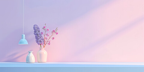 Poster - Pastel product backdrop with design space. Product photo.