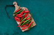 Fresh spicy chili peppers top view