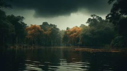 Canvas Print - sunset over the lake