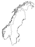 Fototapeta Dmuchawce - Contours of the map of Norway, Sweden