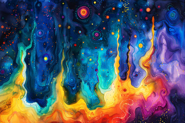 Wall Mural - Abstract Universe in Vivid Colors Cosmic Ethereal Art Universe Painting Galaxy