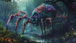fantasy world spider, scary arachnid; concept of arachnophobia 