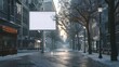 empty billboard on the sidewalk of a city street billboard mockup : Generative AI