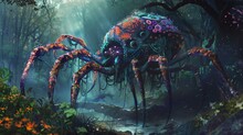 Fantasy World Spider, Scary Arachnid; Concept Of Arachnophobia 
