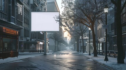 empty billboard on the sidewalk of a city street billboard mockup : Generative AI