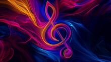 Vibrant Abstract Musical Treble Clef In Neon Colors