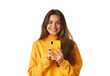 © Creative Art7 - happy woman using smartphone isolated on transparent background, PNG, cut out