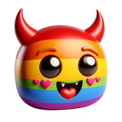 Wall Mural - 3d pride cute devil emoji icon. Realistic 3d high quality isolated render