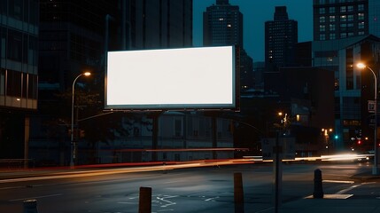 Poster - Blank white advertising billboard in the city : Generative AI