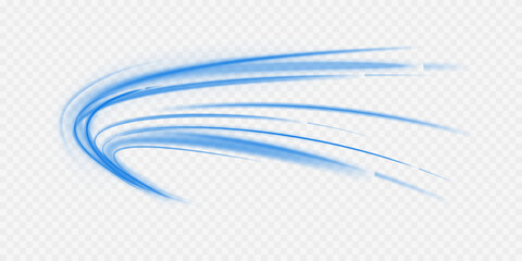 Poster - Blue wave curved lines for presentations, illustration of articles and publications on technological trends and innovations, covers of technological magazines. Light arc in blue colors.