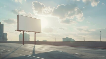 Poster - city roadside blank billboard front view : Generative AI