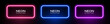 © 2olotarev - Neon light rectangle frame. Glow border. Banner shape with laser effect in pink, blue and purple colors. Vector set of led fluorescent templates.