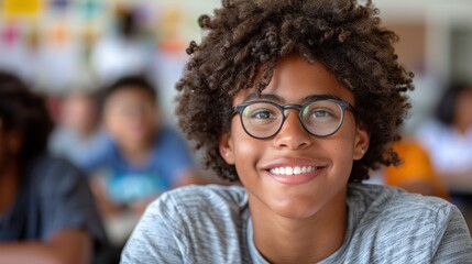 Wall Mural - Smiling Woman With Glasses