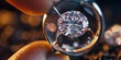 A close-up showcases the intricate details and radiant sparkle of a diamond carefully held by tweezers
