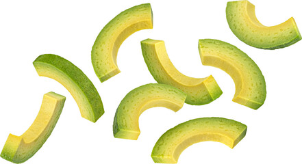 Wall Mural - avocado slices isolated on white background with clipping path
