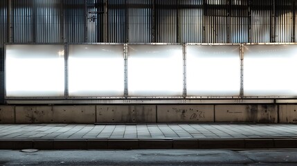 Aufkleber - Advertisement blank long horizontal billboard with copy space for commercial info fixed on urban fence front view : Generative AI