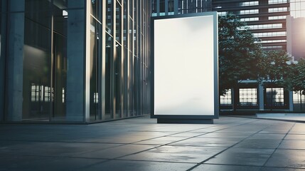 Poster - Advertising biilboard mockup in front of the modern office building : Generative AI