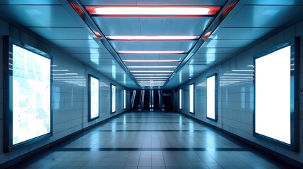 Aufkleber - big three vertical poster on metro station : Generative AI