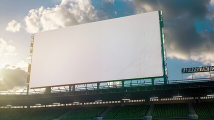 Aufkleber - Blank white advertising billboard in front of sport stadium : Generative AI