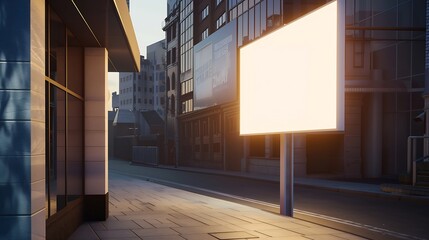 Poster - Billboard mockup on the wall of a building with an empty outdoor advertising screen : Generative AI