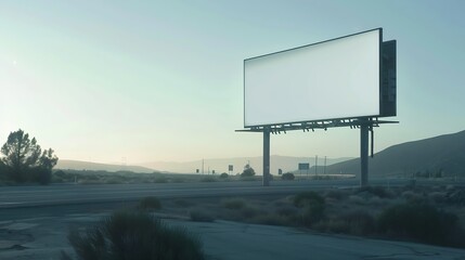 Poster - Blank vertical billboard near a highway : Generative AI