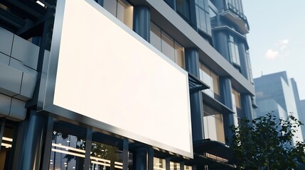 Aufkleber - Blank billboard for advertisement in the front of modern residential building : Generative AI