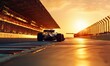 Sport racing car fast driving to achieve the champion dreame , motion blur and lighting effect apply . 3D rendering and mixed media composition. AI generated illustration