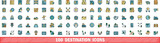 Fototapeta Panele - 100 destination icons set. Color line set of destination vector icons thin line color flat on white