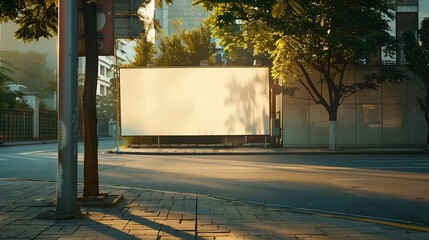 Aufkleber - Long isolated on white hoarding is on urban street outside Mockup space for advertise information : Generative AI