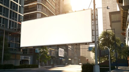 Poster - Billboard Rectangular White Mockup City Advertisement on the Parking  Image : Generative AI
