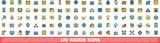 Fototapeta Panele - 100 hacker icons set. Color line set of hacker vector icons thin line color flat on white