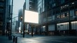 empty billboard on the sidewalk of a city street billboard mockup : Generative AI