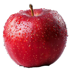 Wall Mural - Fresh red apple with water droplets isolated on transparent background