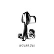 Aquarius zodiac sign, quirky horoscope icon, hand drawn vector illustration, black line art, tattoo design
