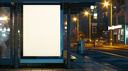 Wall Mural - Billboard poster mockup in a bus stop : Generative AI