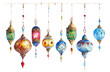PNG Ottoman painting of hanged lanterns earring art white background.