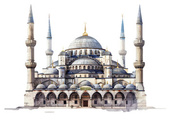 Wall Mural - PNG Ottoman painting of mosque architecture building dome.
