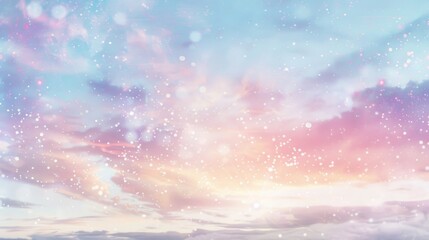 Wall Mural - Ethereal Pastel Sky with Dreamy Sparkles at Sunset