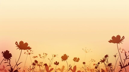 Sticker - Serene Sunset Silhouette of Wildflowers Against Warm Gradient Sky