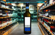 Wine bottle EU flag on label. Wine bottle labelling in European Union countries.